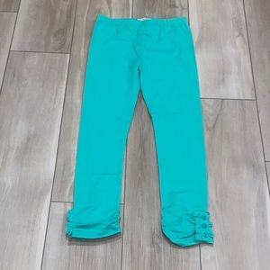 EUC Girls Adorable Essentials Ruffle Leggings Size 12 Solid Green Teen Tween